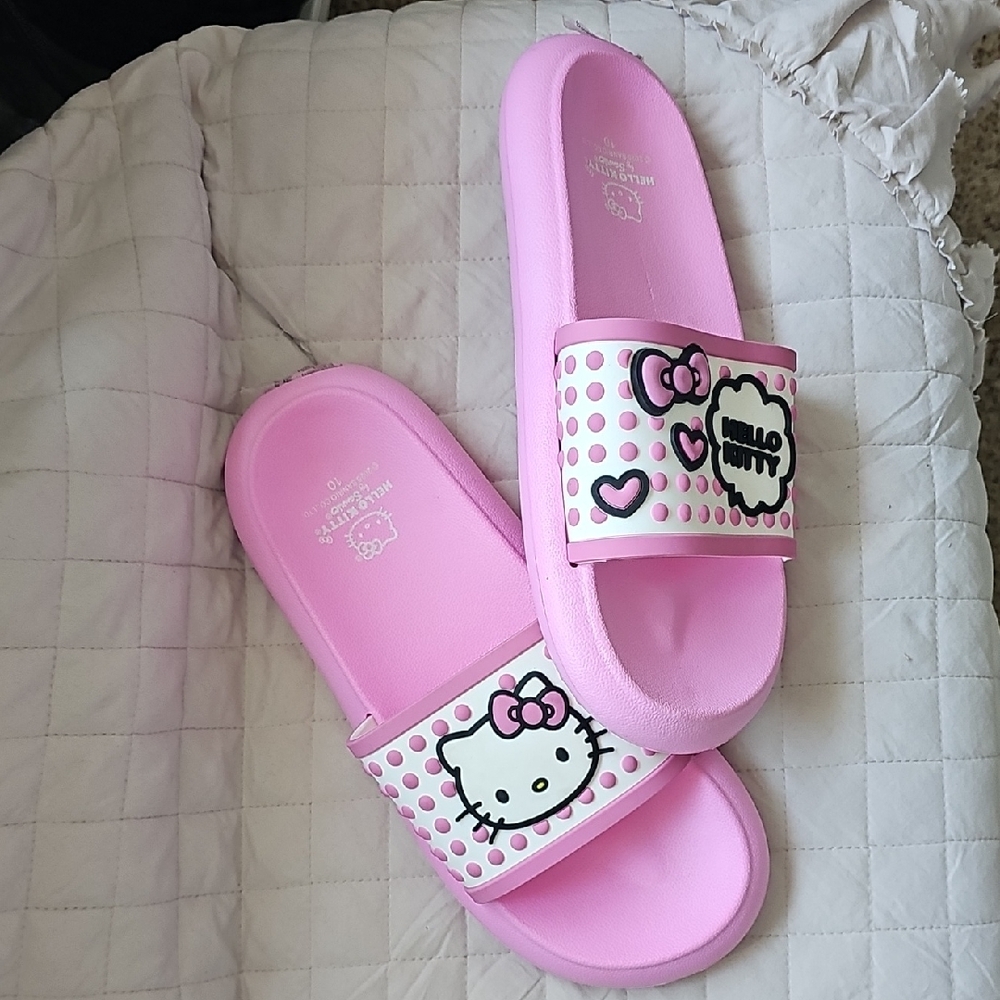 Adult Size 10 Hello Kitty Pink Polka Dot Adults Slippers